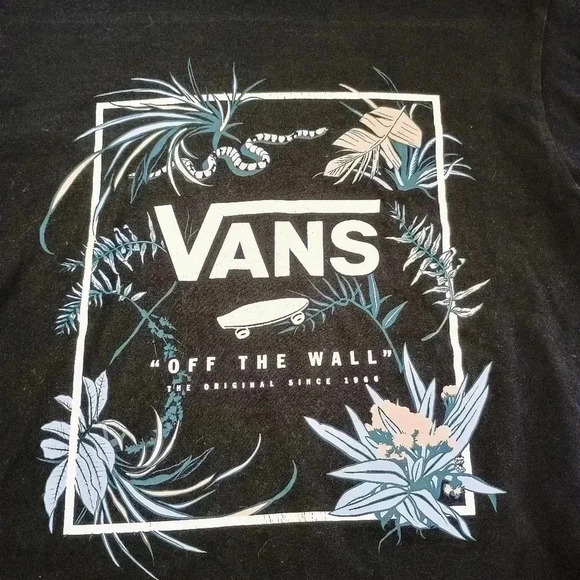 VANS OFF THE WALL Black Graphic Cotton T-Shirt Men's Small - Picture 1 of 5